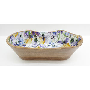 Bandeja de servicio de madera de la mejor forma con acabado de esmalte de calcomanía para bandeja de servicio de comida rectangular y de hoteles hecha a mano a granel - Product Image 5