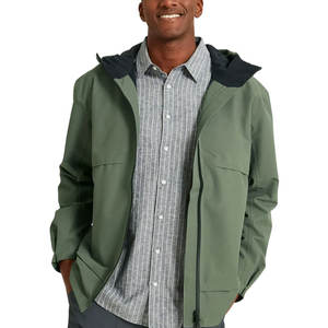 Léger imperméable coupe-vent hommes fermeture éclair Long manteau de pluie vestes Polyester matériel fait hommes veste de pluie - Product Image 1