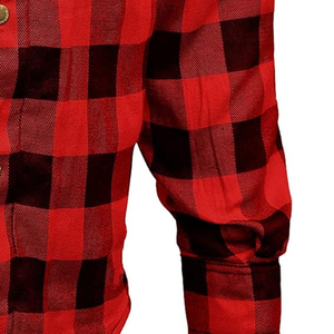 Chemise de protection pour motocycliste en flanelle respirante pour hommes et femmes, taille plus, rouge et noir, doublée, renforcée en aramide - Product Image 4