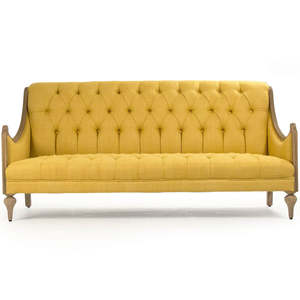 เฟอร์นิเจอร์โซฟาห้องนั่งเล่นจากไม้สักพร้อมผ้าสีเหลืองสำหรับเฟอร์นิเจอร์ห้องนั่งเล่นและเฟอร์นิเจอร์โรงแรม - Product Image 2