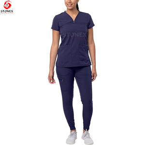 Scrub <b>Set</b> for Women Sweetheart V-Neck Scrub Top & Yoga Jogger Scrub Pants Breathable <b>Doctor</b> Uniform - Product Image 6