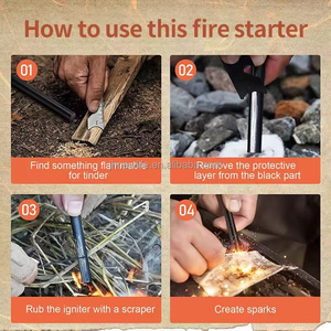 Équipement d'urgence de camping Ferrocerium Ferro Rods Flint Survival Striker Magnesium <span class=keywords><strong>Firestarter</strong></span> Friction Fire Starter Tool - Product Image 5