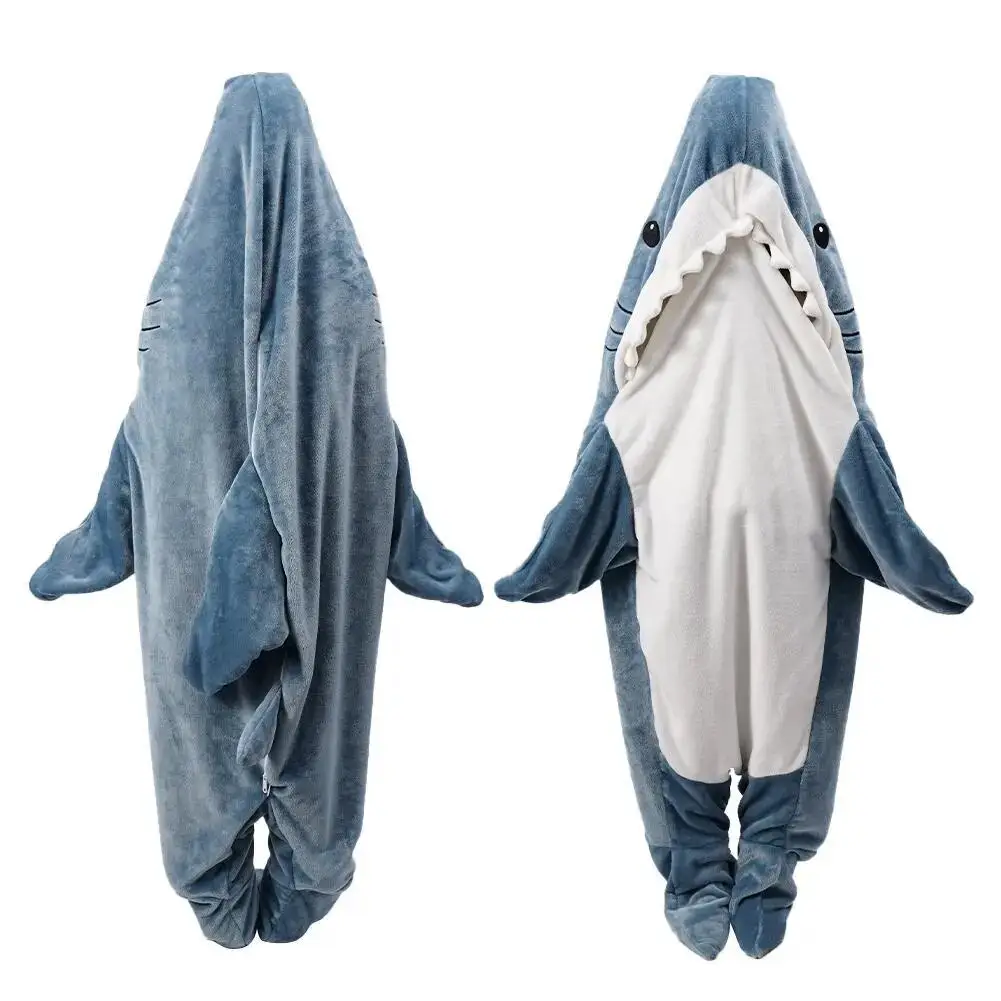 Dessin animé requin sac de couchage pyjamas bureau sieste requin couverture Karakal haute qualité tissu sirène châle couverture pour enfants adultes