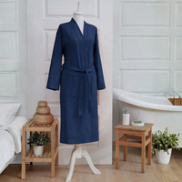 Peignoir de luxe pour hôtel et spa, 100% coton, tricoté en interlock piqué, unisexe, en stock, prêt à être expédié - Turquie - Bleu marine