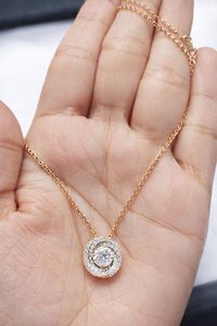 Collar de Cadena con Dije Circular Hecho a Mano con Circonita Cúbica y Diamantes de Plata de Ley 925 para Mujer - Product Image 2