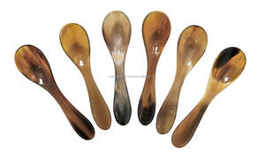 Cuchara de servicio de cuerno de búfalo Natural hecha a mano, cubiertos de madera de corte personalizado de alta calidad para té, café, comida, Camping - Product Image 3