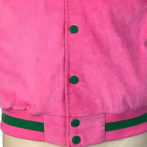 Veste bomber réversible en laine rose et verte, vente en gros OEM, streetwear décontracté, imperméable, coupe-vent, respirante, printemps, devant - Product Image 4