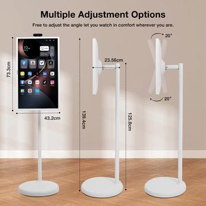 32-Inch Portable Smart TV Touchscreen Monitor Swivel Screen Mobile TV Wheels Built-In <b>Battery</b> <b>Operating</b> System Remote Control - Product Image 3