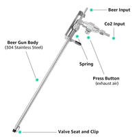 Pistolet de remplissage de bouteilles en acier inoxydable, kit de carbonatation pour fût de bière maison avec remplissage CO2, utilisation intuitive à une main