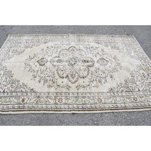 พรมวินเทจตุรกีขนาดใหญ่ 5.6x8.7 ฟุต (172x266 ซม.) ลายดอกไม้สีขาว - Product Image 3
