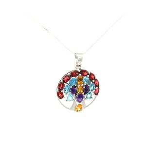 Ovale Poire Forme Multi-Gemme 925 Argent Arbre Vie Pendentif Haute Qualité Solide De Luxe Déclaration Bijoux Fine Pendentifs Charmes - Product Image 3