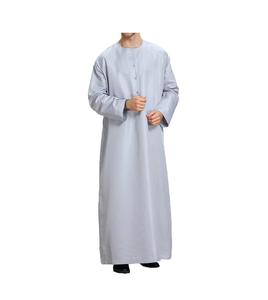 OEM ODM diseño árabe color sólido hombres Jubbah Thobe manga larga Dubai ropa islámica tradicional musulmana accesorios de ropa - Product Image 1