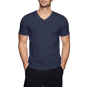 Meilleur design de haute qualité pour hommes col en V couleur personnalisée coton polyester respirant col en v t-shirts à vendre respirant personnalisé - Product Image 1