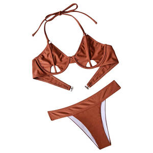 Trajes de Baño Bikini para Mujer, Conjunto de Bikini de Dos Piezas, Corte Alto, Tallas Grandes, Conjunto de Bikini Triangular para Mujer, Logotipo Personalizado - Product Image 1