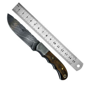 มีดเหล็กดามัสกัสล่าสัตว์ผลิตอย่างมืออาชีพด้ามจับไม้ออกแบบสไตล์ของคุณเอง - Product Image 1