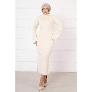 Robe perlée épaule Ecru - Product Image 2