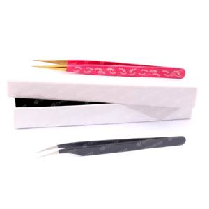 Pince à épiler d'extension de cils en acier inoxydable pointe pointue de marque privée nouvelle pince à épiler durable testée à la main à 90 degrés - Product Image 5