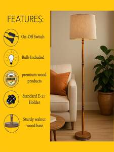 Lampe sur pied en bois nautique antique réglable pour salon, lampe sur pied moderne avec abat-jour en jute, vente en gros - Product Image 3