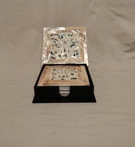 Dessous de verre en noyer Dessous de verre en résine d'os naturel Dessous de verre à thé en bois pour boissons Tapis et tampons de cuisine en noyer - Product Image 1