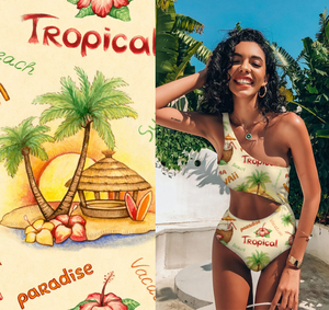 Maillot de bain <span class=keywords><strong>UV</strong></span> <span class=keywords><strong>Anti</strong></span> UFP 50 en polyester recyclé Tissu imprimé extensible écologique Style uni <span class=keywords><strong>Anti</strong></span>-pilule écologique pour doublure - Product Image 3