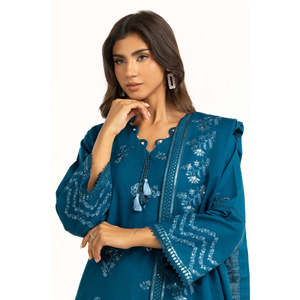 Traje Bordado Khaddar de 3 Piezas Estilo Casual IUSTKSD-1233 - Product Image 2