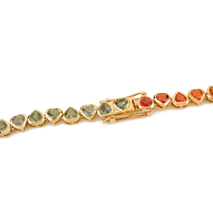 สร้อยคอเทนนิสสีทองสีเหลือง K14สวยงามเครื่องประดับแต่งงานรูปหัวใจไพลินหลายสีรุ้งธรรมชาติสำหรับผู้หญิงสำหรับปาร์ตี้ของขวัญ - Product Image 5