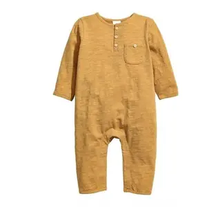 Wholesale Price Knitted Organic Cotton Baby Bodysuit Clothes Newborns Solid Color Onesie Boys Girls Clothes Romper 0-3 Months