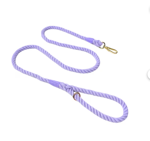 Purple Color Cotton Solid <b>Dog</b> Rope <b>Leash</b> Cotton Rope <b>Dog</b> Collar and <b>Leash</b> Ombre Rope <b>Dog</b> <b>Leash</b> Wholesale - Product Image 1