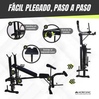 Banc de musculation multifonctionnel en acier 148x180x110.5cm Support d'haltères pliable et réglable 250kg Pressfit Mobiclinic Logo personnalisé plat