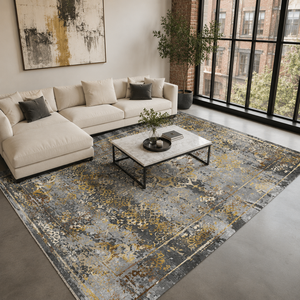 Netline Home Heritage Medallion Slate Grey Traditional <b>Washable</b> <b>Rug</b> - Product Image 3