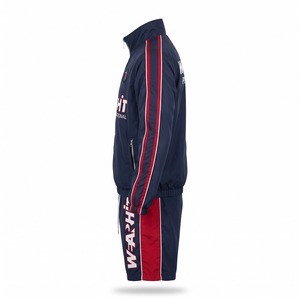 <b>Men's</b> Windbreaker Jacket Set Half <b>Zip</b> Pullover Two Tone Nylon Racing Jacket and <b>Shorts</b> Reflective Navy Red Custom Logo OEM - Product Image 3