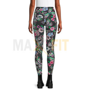 Mallas de gimnasio de cintura alta ajustadas con estampado floral para mujer de diseño superior personalizado de MAXFIT ENTERPRISES Estilo deportivo informal - Product Image 3