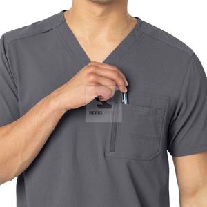 2025 Tops de enfermería personalizados de manga corta enfermeras Scrub Tops tejidos uniformes de Hospital - Product Image 5