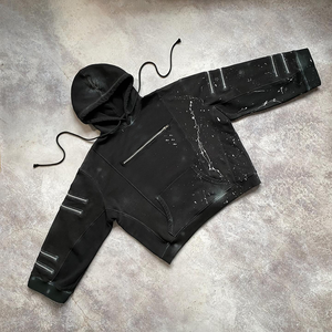 Sweat à capuche imprimé rembourré surdimensionné personnalisé du fabricant de haute qualité 100% coton lavé à l'acide Vintage Blank Zip Hoodies ODM - Product Image 2