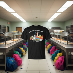 Camiseta I Survived 100 Days Of School Lunch Lady para adultos, unisex, cuello redondo, manga corta, regreso a la escuela, graduación, serigrafía - Product Image 3
