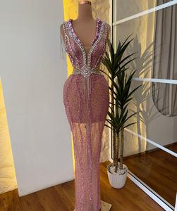 Luxe tendance noir strass robe de soirée sirène robe de bal hors épaule Gala robe de soirée prête à expédier - Product Image 1