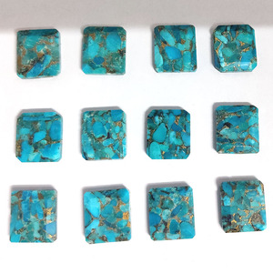 2 Pcs de Turquoise Cuivre Simulé 16x14mm Rectangle Rose Cut Flat Back 20.6 Cts Iroc Sales Bestseller Loose Gemstones US $15 - Product Image 2