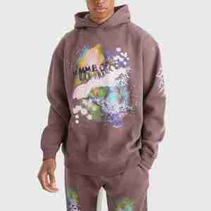 Custom Men's Heavyweight Cotton <b>Oversized</b> Printed Hoodie <b>Jogger</b> Set Breathable Winter Tracksuit Sweat suit OEM Service - Product Image 2