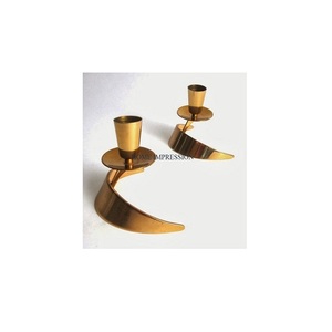 Candelabros de Metal dorado pulido, candelabros de Juego de 2 Decoración de mesa, candelabros de lujo para boda y café para decoración del hogar - Product Image 1