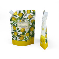 Pochette à bec verseur jetable en PE avec impression personnalisée, 1L, pour détergent liquide, avec fermeture éclair et buse étanche, pour soins personnels