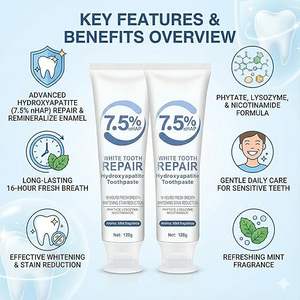 Pasta Dental con Hidroxiapatita al 7.5% nHAP, Blanqueadora, Repara el Esmalte, Reduce las Manchas en Dientes Sensibles, 120g - Product Image 5