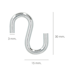 Gancio a S in Ferro Zincato 30 mm. Uso Domestico - Product Image 3