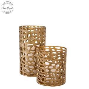 Stylish <b>Gold</b> Cutout Metal Candle <b>Holder</b> Perfect for Home Decor Romantic <b>Lighting</b> Accent for Tabletop or Event Display - Product Image 2