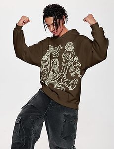 Top vente hommes surdimensionné Fit sweats à capuche 100% coton pleine fermeture éclair nouveau Design sérigraphie bouffée techniques hiver Collection faible - Product Image 2