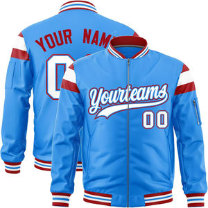 Veste universitaire Letterman en tissu satiné avec fermeture éclair style bombardier logo personnalisé broderie livraison directe veste OEM ODM pour hommes - Product Image 1