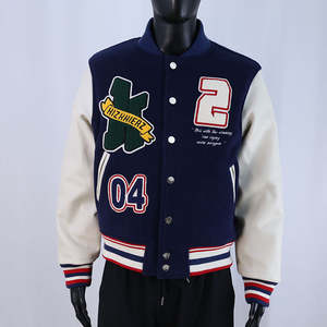 เสื้อแจ็คเก็ตวาร์ซิตี้ผู้ชายแฟชั่นสตรีทแวร์  ผ้าขนสัตว์  ปักลายเชนิลล์  สำหรับฤดูหนาว  รับทำโลโก้ตามสั่ง  ขายส่ง - Product Image 1