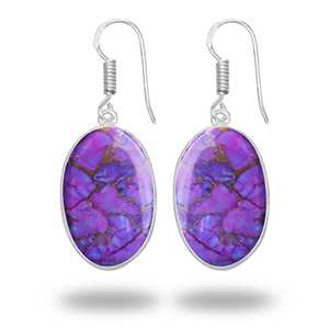 Pendientes de Diseño Exquisito, Largos, de Turquesa Púrpura para Mujer, para Uso Diario y Citas, Anillo de Turquesa Púrpura y Cobre para Mujer, Estilo Clásico - Product Image 2