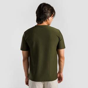 Basic GridLock Tee in Olive Cotton/<b>Bamboo</b> Knitted Fabric Lightweight Compressed with Pattern Silk <b>Screen</b> Printing for Exercise - Product Image 3