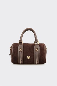 Sac à main Boston en daim avec logo personnalisé, sac à main pour femme avec poignée supérieure, ODM OEM, marque privée - Product Image 1