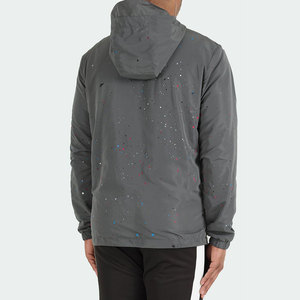 Chaqueta de invierno cortavientos con capucha para hombre con cuello levantado informal, ropa de calle para exteriores, logotipo frontal transpirable - Product Image 3